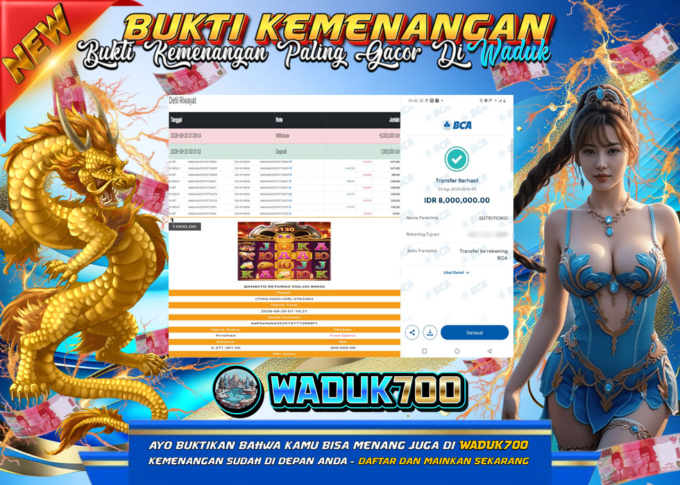 BUKTI JACKPOT SLOT BANDITO RETURNS DI INDONESIA TGL 20-08-2026