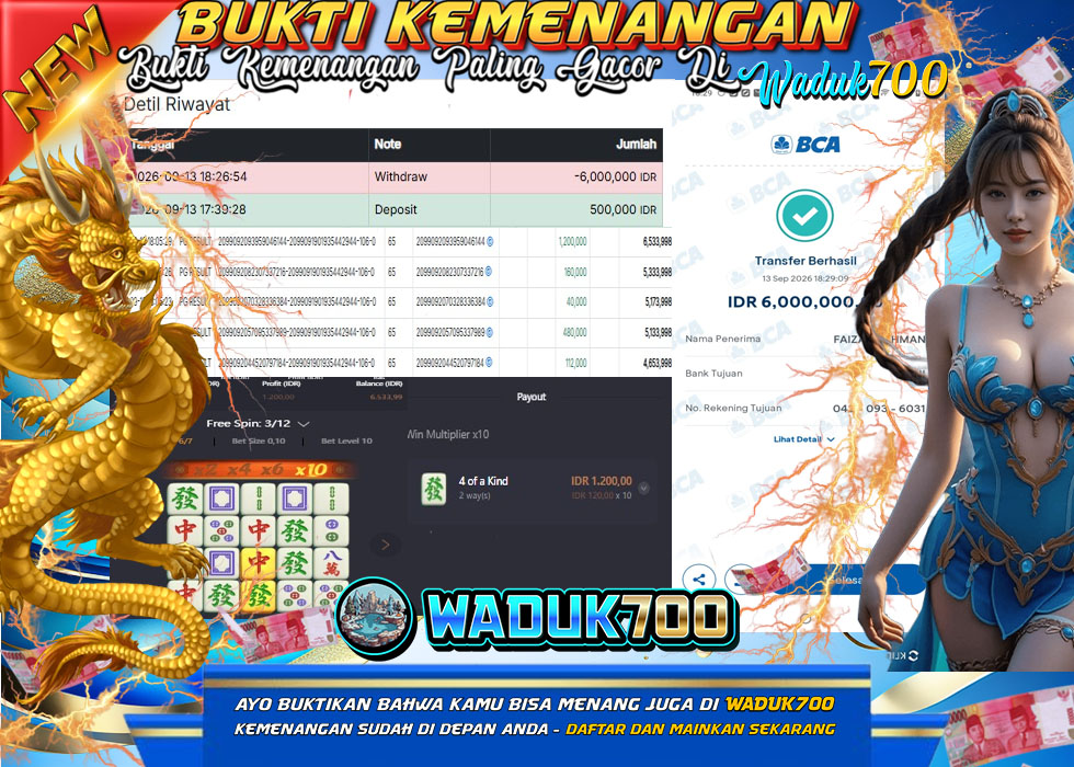 BUKTI JACKPOT SLOT MAHJONG WASY DI INDONESIA TGL 13-09-2026