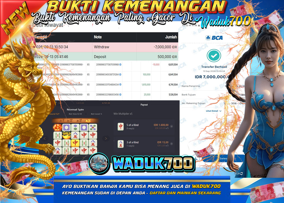 BUKTI JACKPOT SLOT MAHJONG WASY DI INDONESIA TGL 13-09-2026
