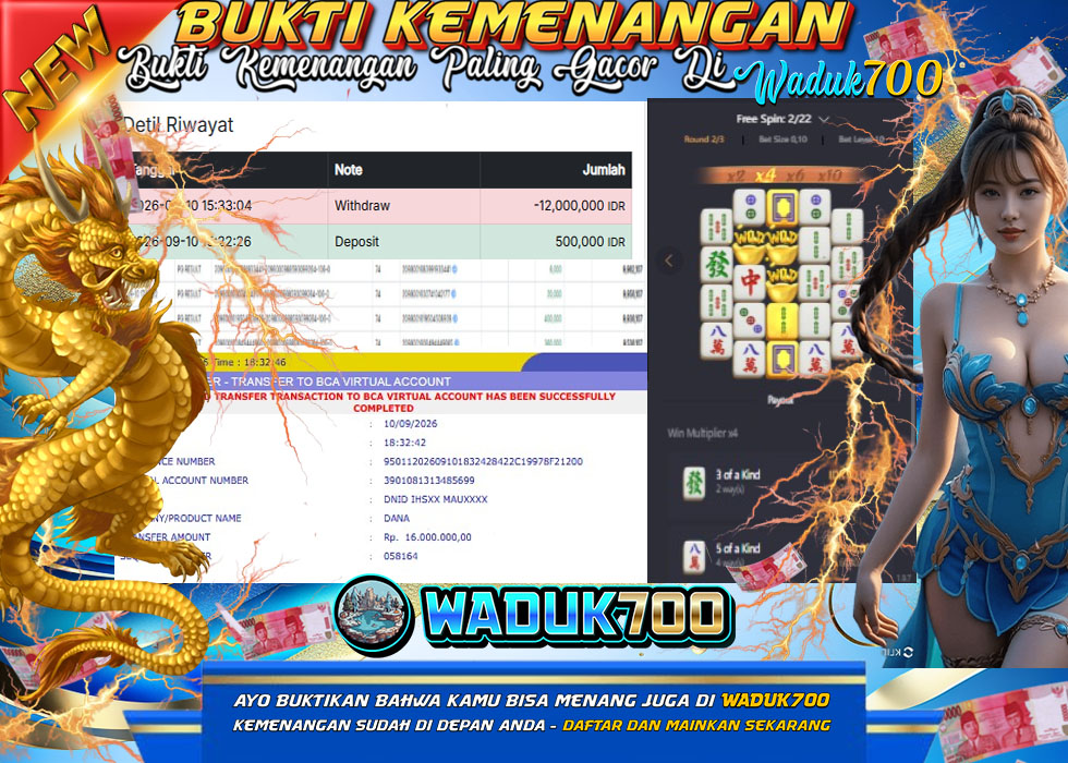 BUKTI JACKPOT SLOT MAHJONG WASY 2 DI INDONESIA TGL 10-09-2026