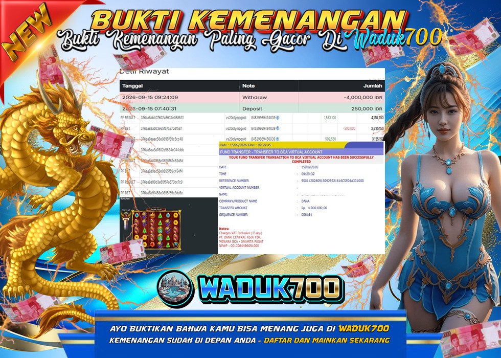 BUKTI JACKPOT SLOT PG SHOF GATES OF OLYMPUS SUPER SCATTER  TERPERCAYA DI INDONESIA TGL 15-09-2026 WADUK700